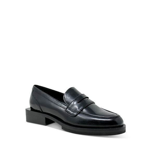 Charles David Shoes - Charles David 'Delusion' Black Leather Platform Round Toe Loafers Size 6